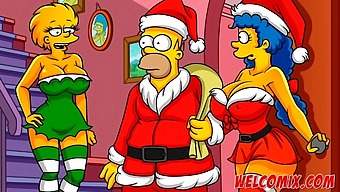 Echtgenoot Schenkt Zijn Vrouw Aan De Behoeftigen Met Kerstmis, Simpsons Hentai