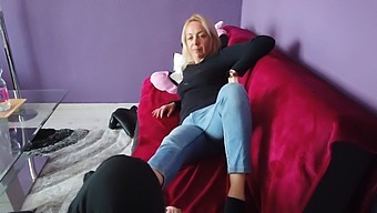 A Blonde Woman Receives Her First Foot Massage And Foot Fetish Treatment