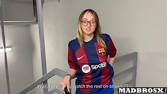 A Barcelona Fan Gets Doggy Style Fucked By Psg Fans In The Stadium Corridors!